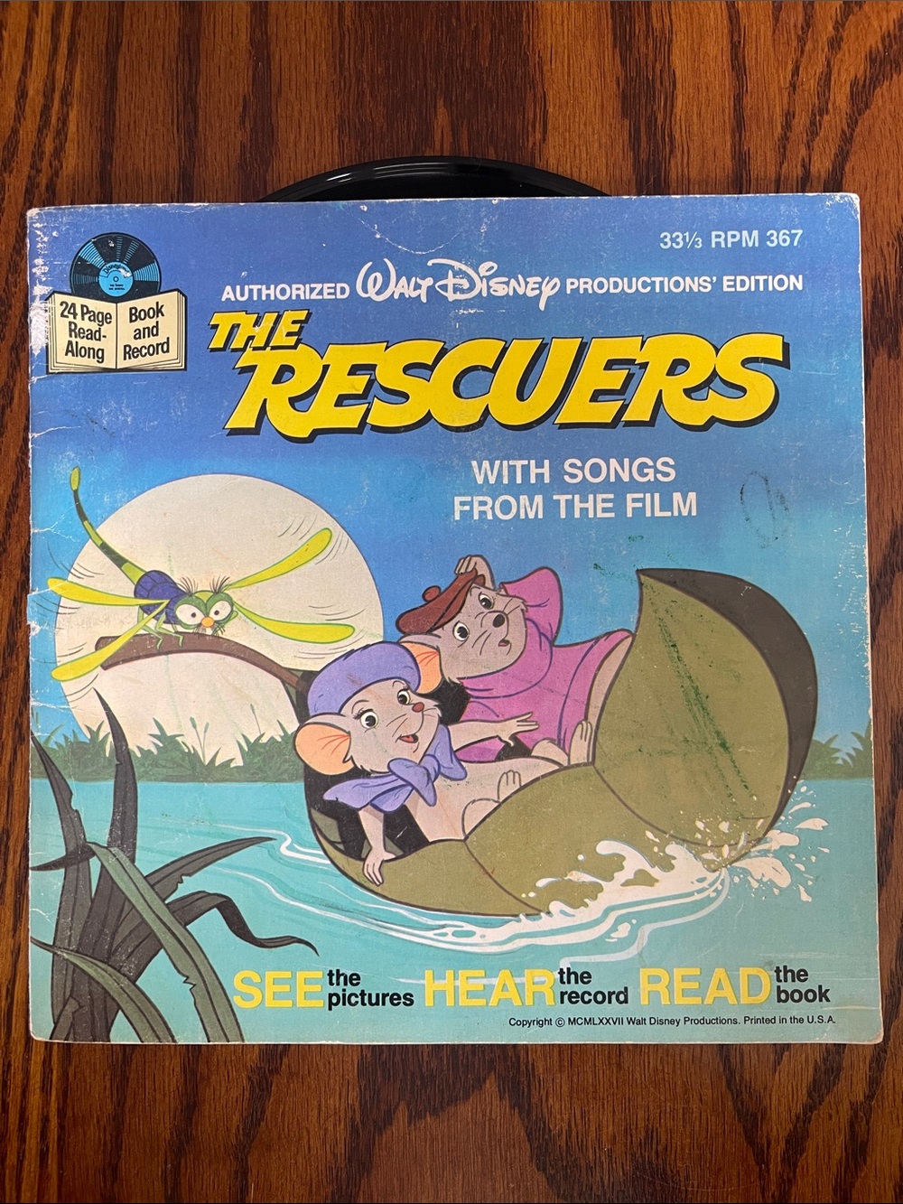 Disney Disneyland Green-Label 45 RPM Record — The Rescuers